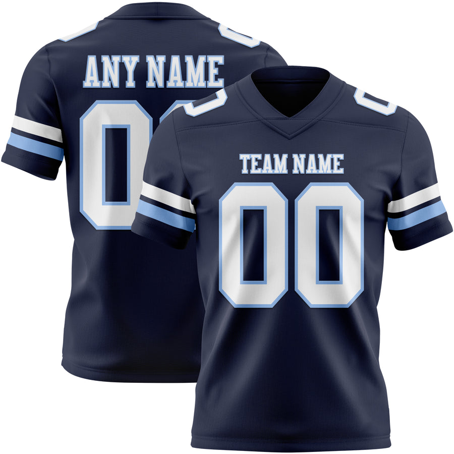 Custom Navy White-Light Blue Authentic Football Jersey