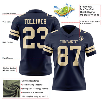 Custom Navy Cream Authentic Football Jersey