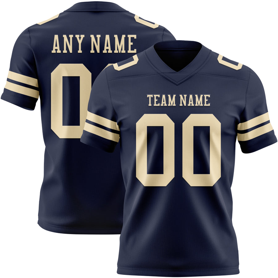 Custom Navy Cream Authentic Football Jersey