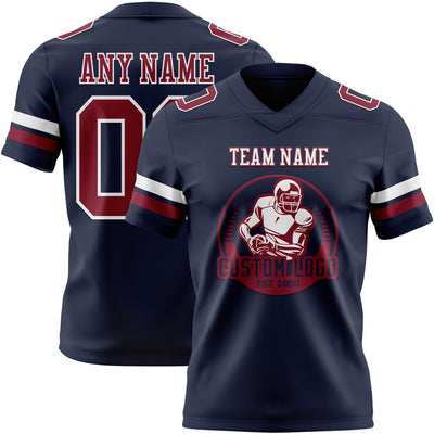 Custom Navy Crimson-White Authentic Football Jersey