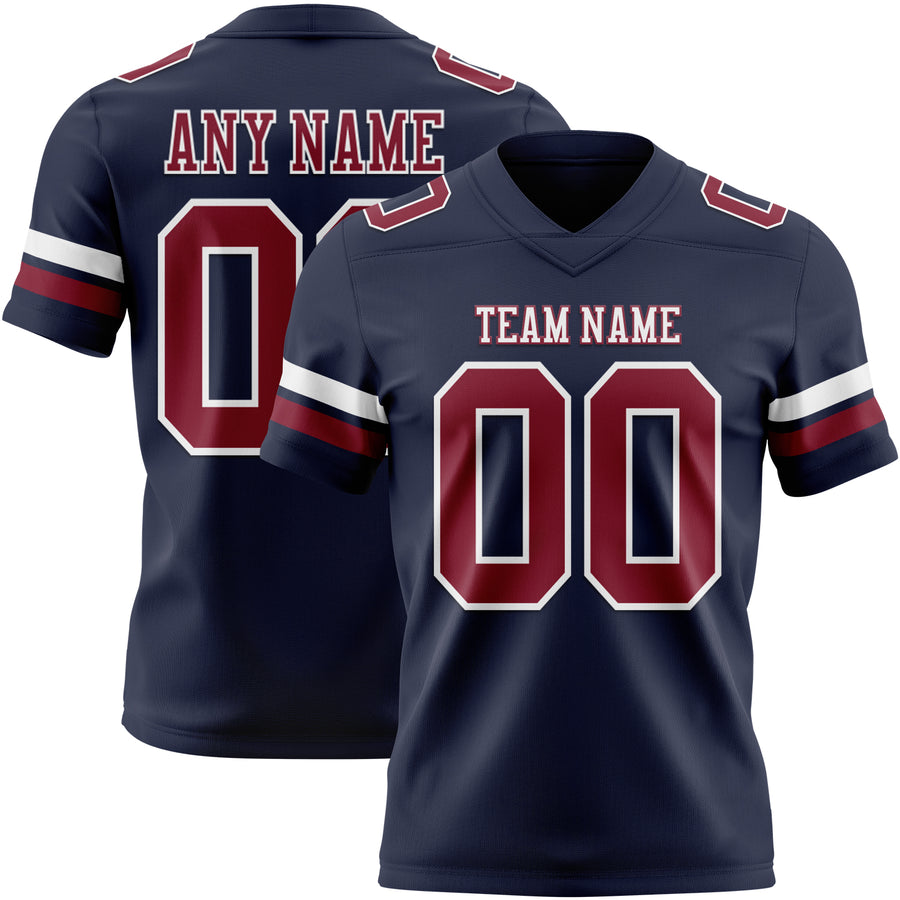 Custom Navy Crimson-White Authentic Football Jersey