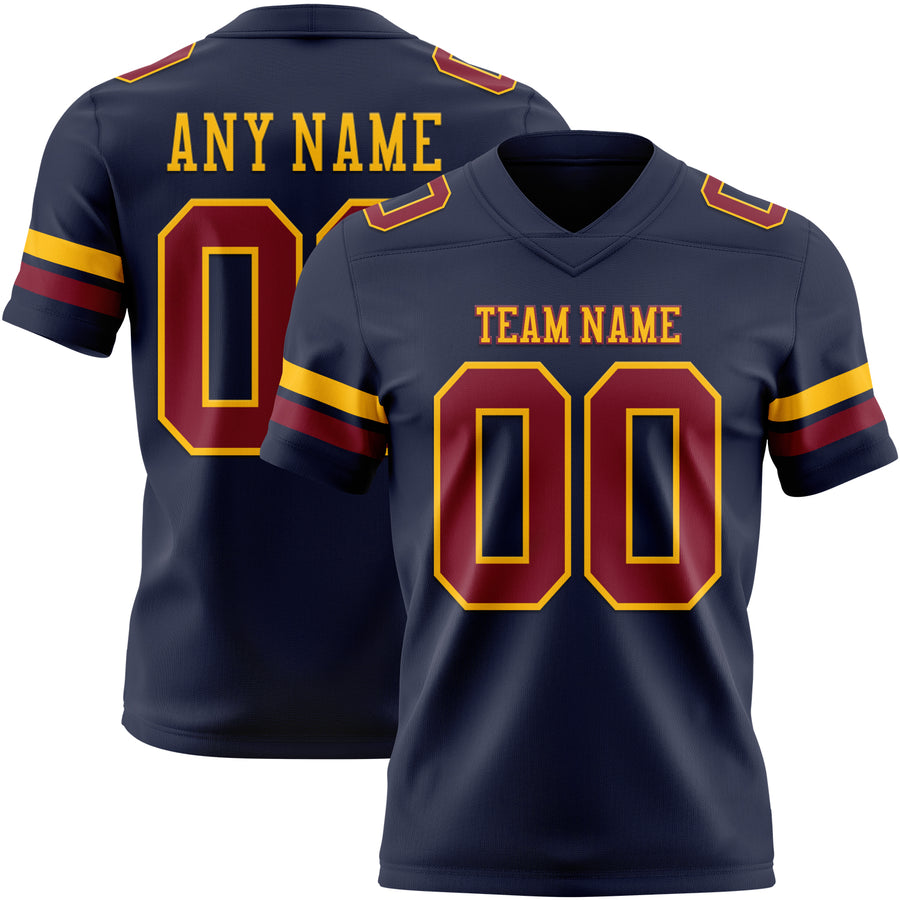 Custom Navy Crimson-Gold Authentic Football Jersey
