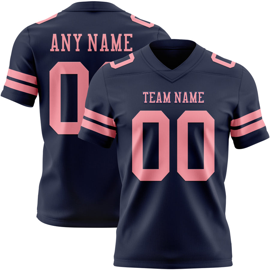 Custom Navy Medium Pink Authentic Football Jersey