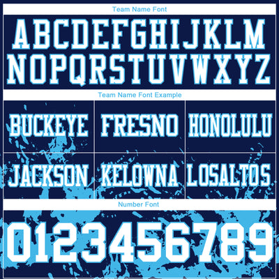 Custom Navy White-Sky Blue 3D Pattern Splash Authentic Football Jersey