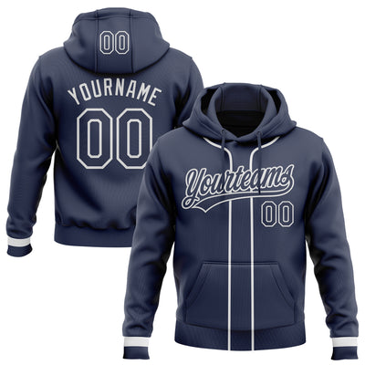 Custom Stitched Navy White Baseball Pullover Sweatshirt Hoodie