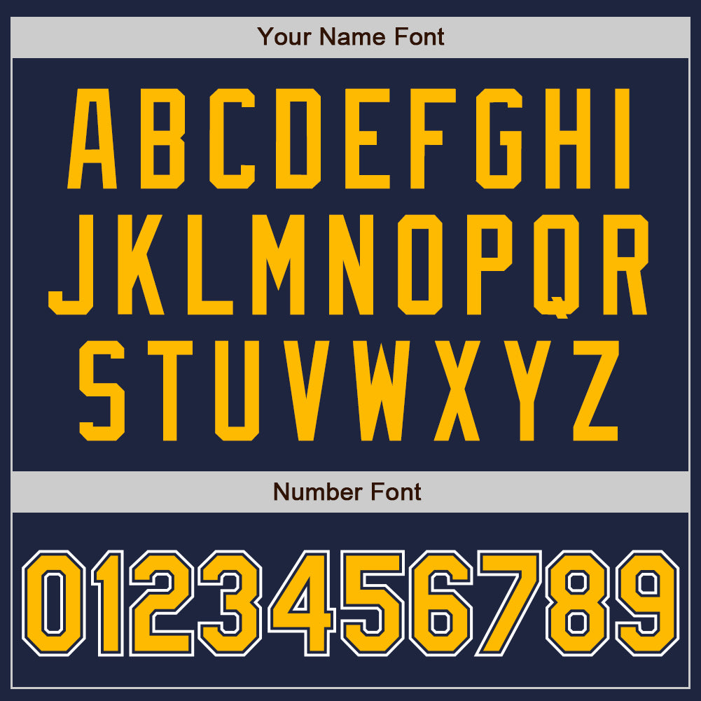 Custom Stitched Navy Gold-White Baseball Pullover Sweatshirt Hoodie