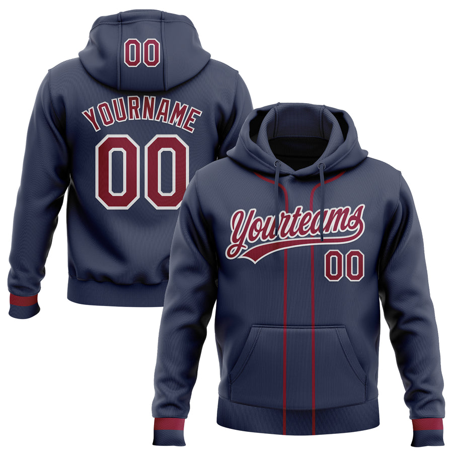 Custom Stitched Navy Maroon-White Baseball Pullover Sweatshirt Hoodie