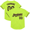 Custom Neon Green Black-Old Gold Mesh Authentic Throwback Baseball Jersey
