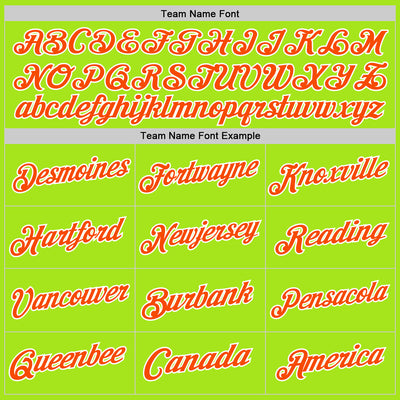 Custom Neon Green Orange-White Authentic Throwback Basketball Jersey