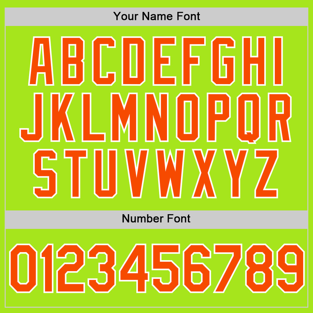 Custom Neon Green Orange-White Authentic Throwback Basketball Jersey