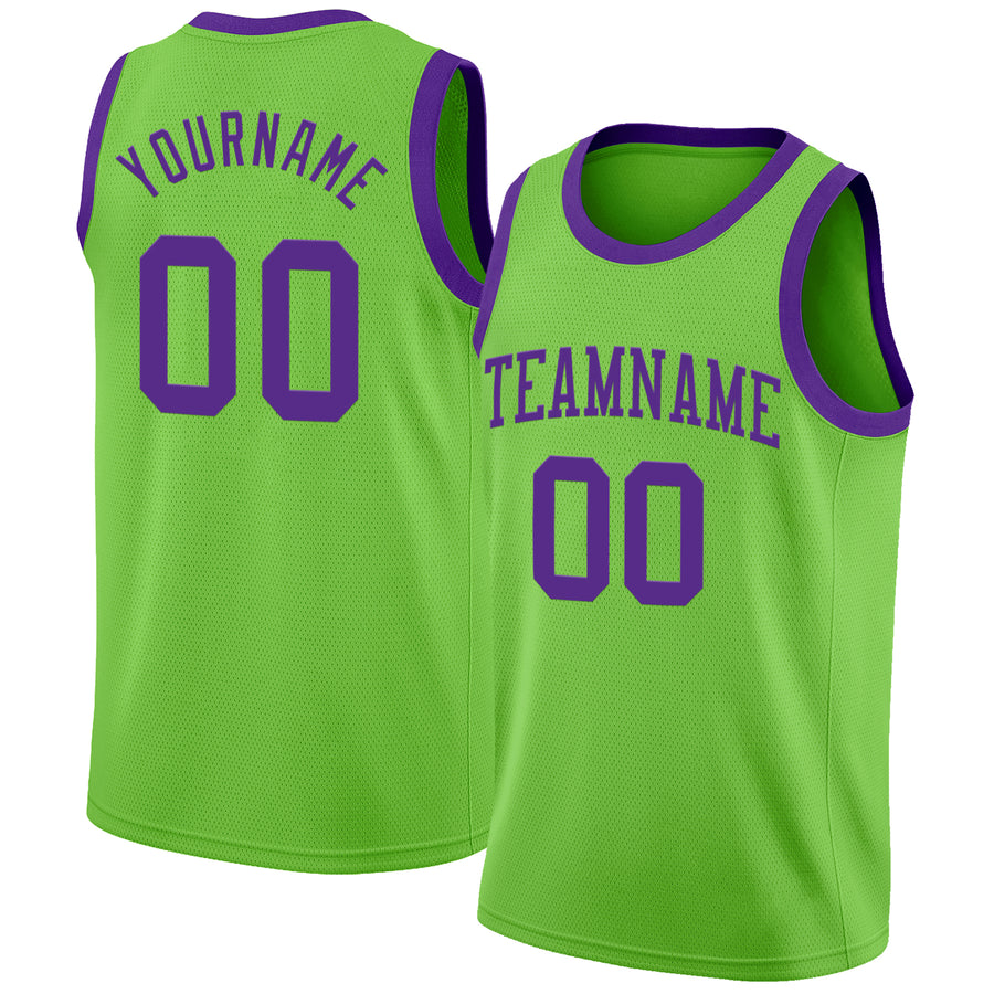 Custom Neon Green Purple Authentic Basketball Jersey