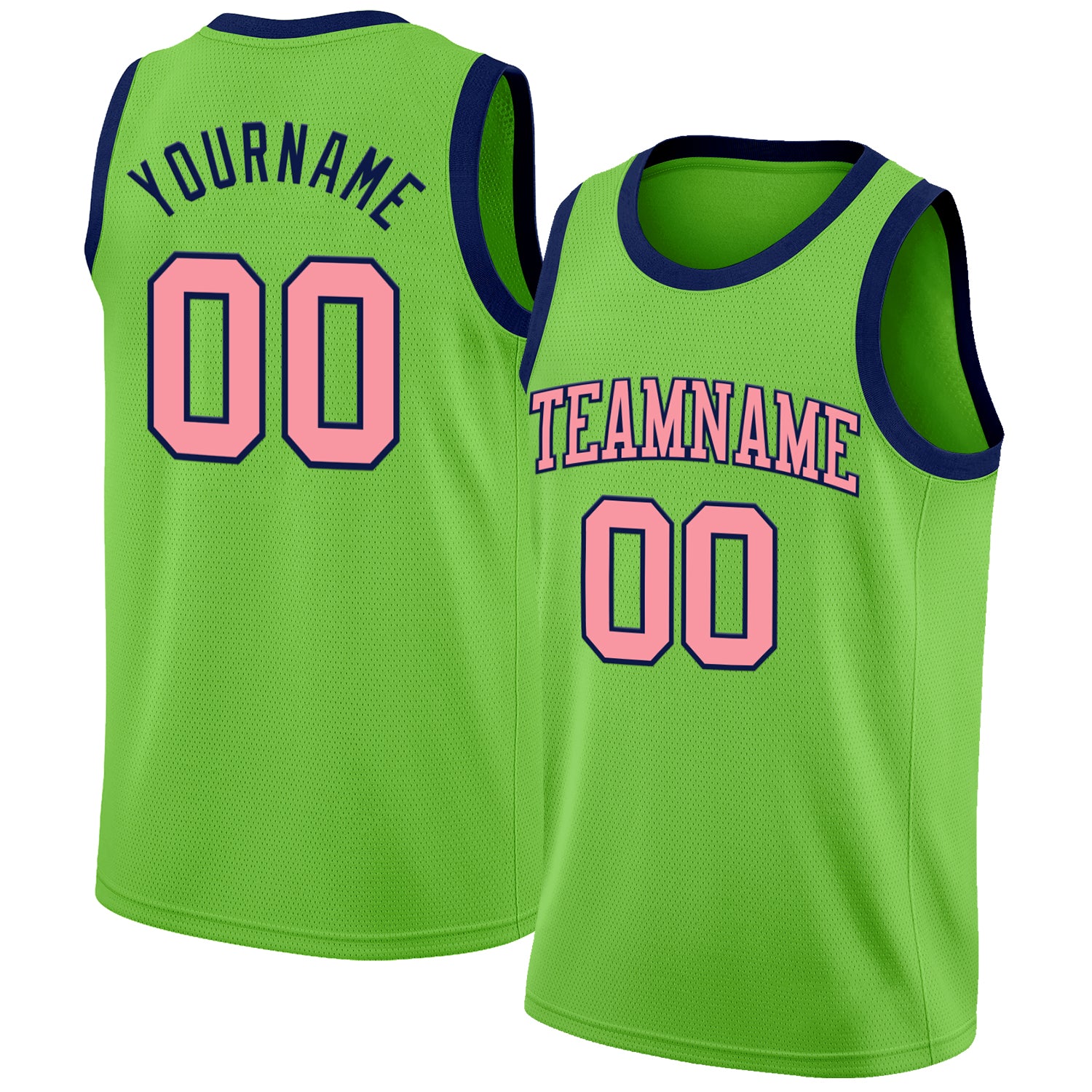 Custom Neon Green Medium Pink-Navy Authentic Basketball Jersey