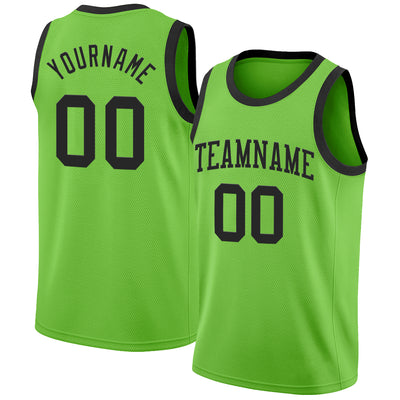 Custom Neon Green Black Authentic Basketball Jersey