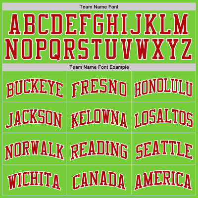 Custom Neon Green Red-White Authentic Basketball Jersey