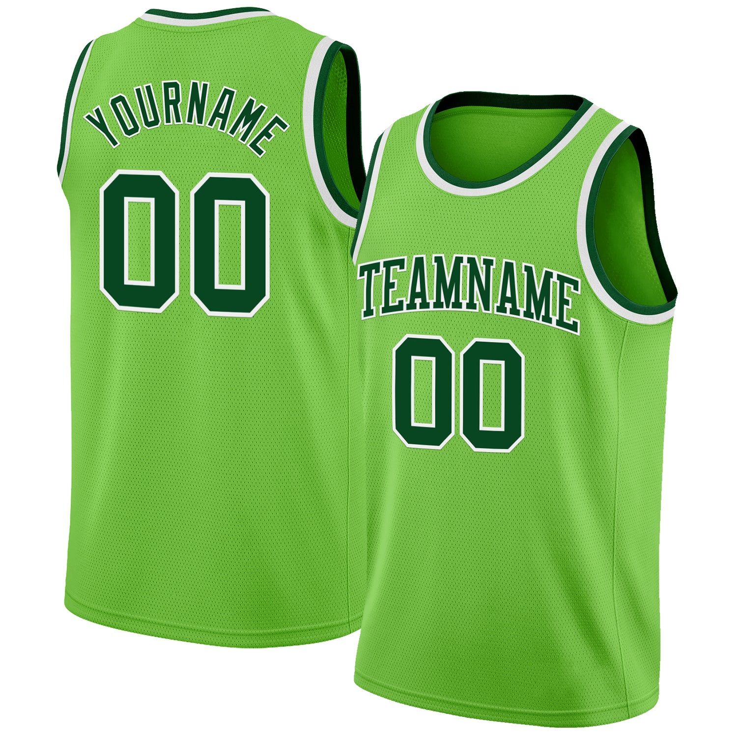 Custom Neon Green Green-White Authentic Basketball Jersey