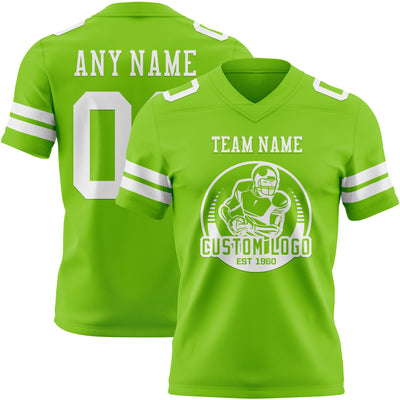 Custom Neon Green White Authentic Football Jersey