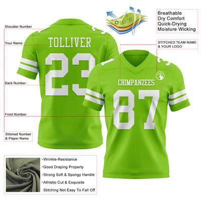 Custom Neon Green White Authentic Football Jersey