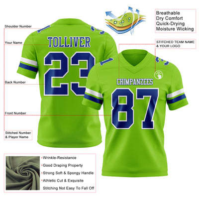Custom Neon Green Royal-White Authentic Football Jersey