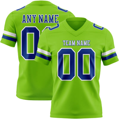 Custom Neon Green Royal-White Authentic Football Jersey