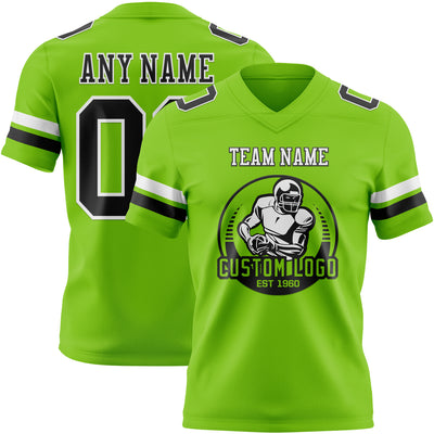Custom Neon Green Black-White Authentic Football Jersey