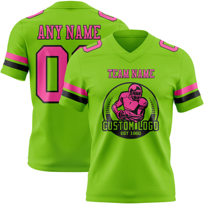 Custom Neon Green Pink-Black Authentic Football Jersey
