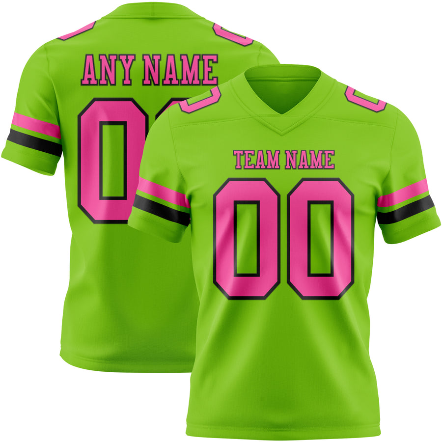 Custom Neon Green Pink-Black Authentic Football Jersey