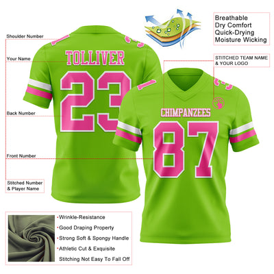 Custom Neon Green Pink-White Authentic Football Jersey