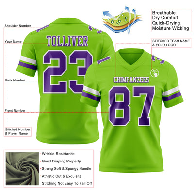 Custom Neon Green Purple-White Authentic Football Jersey