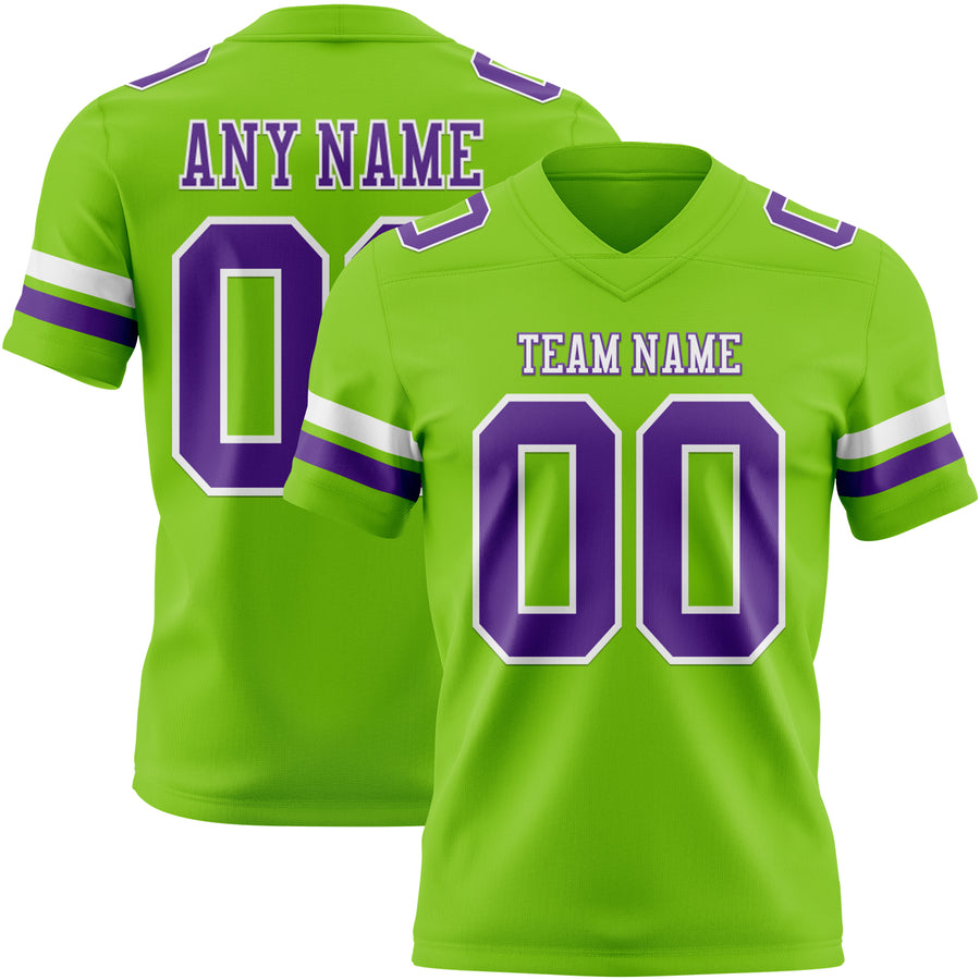 Custom Neon Green Purple-White Authentic Football Jersey