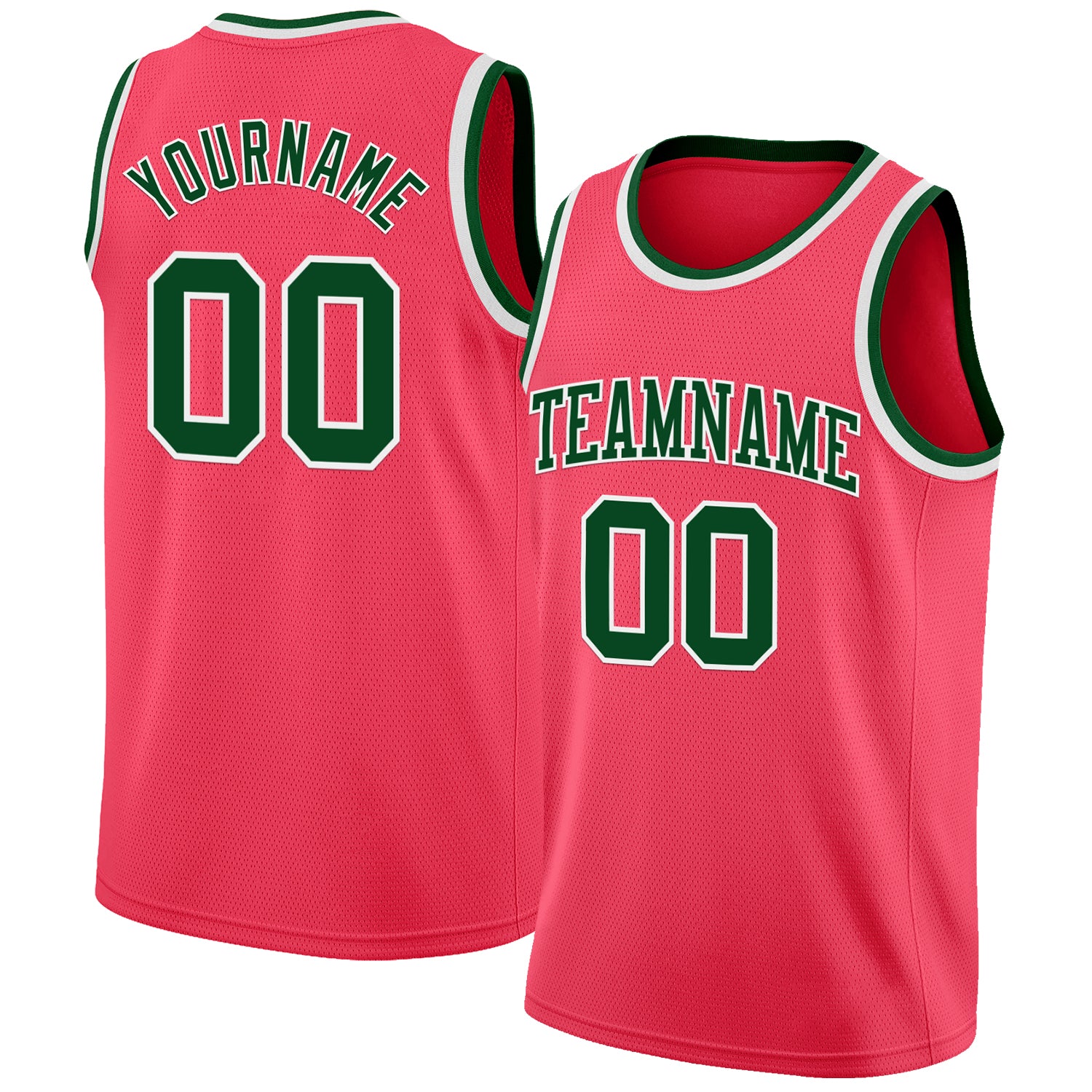 Custom Neon Pink Green-White Authentic Basketball Jersey