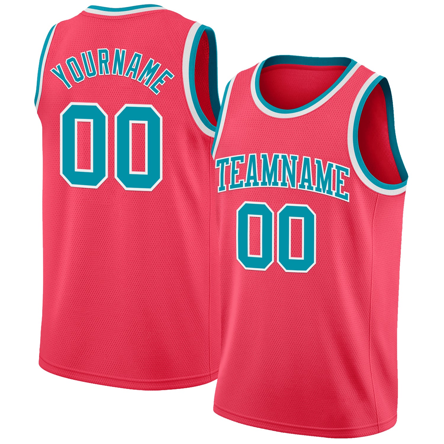 Custom Neon Pink Teal-White Authentic Basketball Jersey