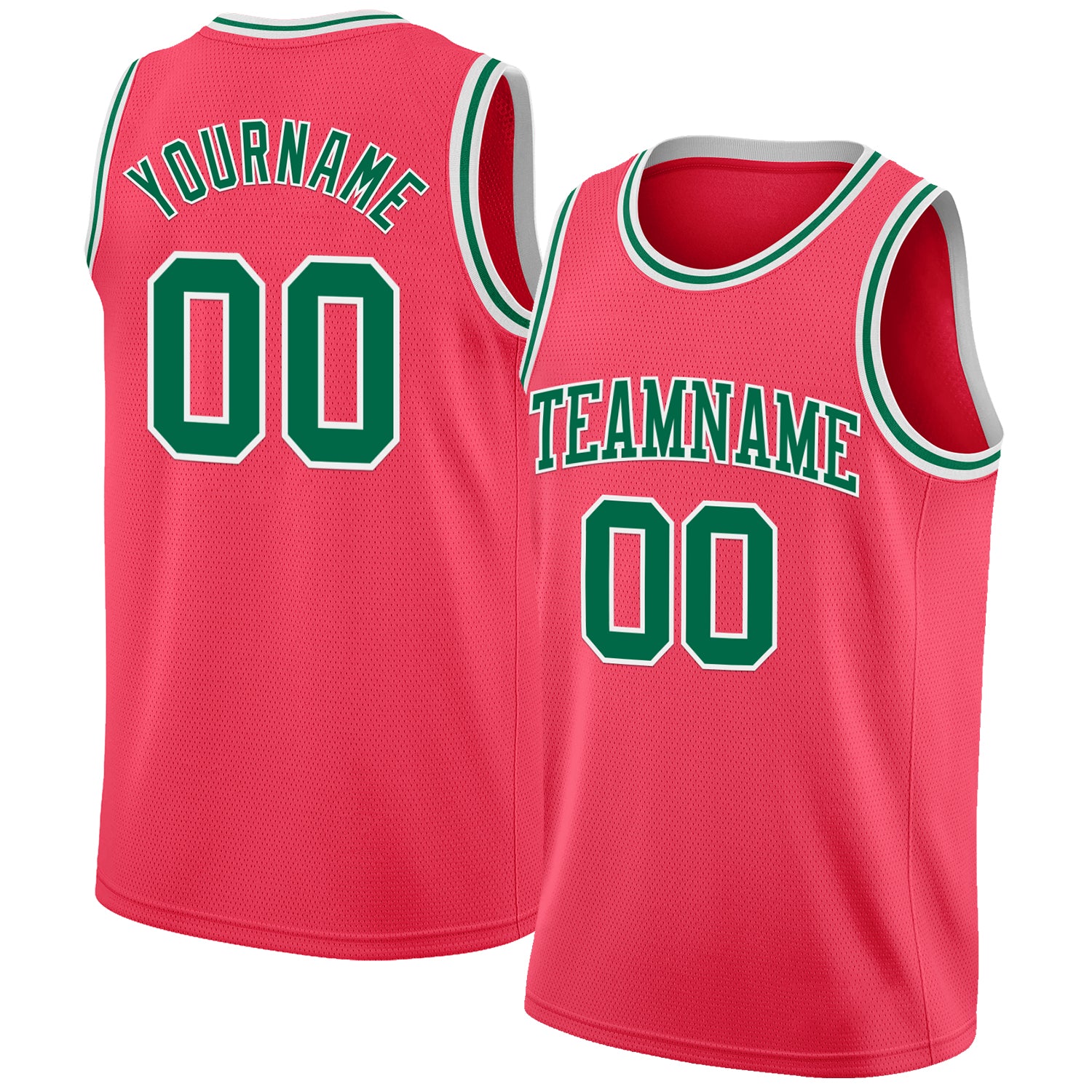 Custom Neon Pink Kelly Green-White Authentic Basketball Jersey