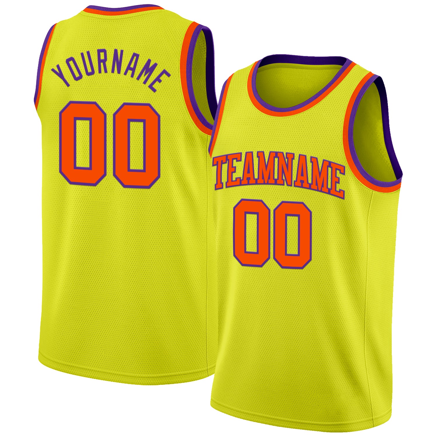 Custom Neon Yellow Orange-Purple Authentic Basketball Jersey