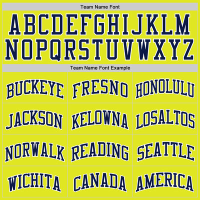 Custom Neon Yellow Navy-White Authentic Basketball Jersey