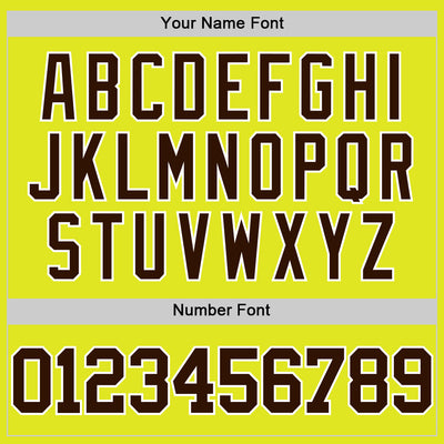 Custom Neon Yellow Brown-White Authentic Basketball Jersey