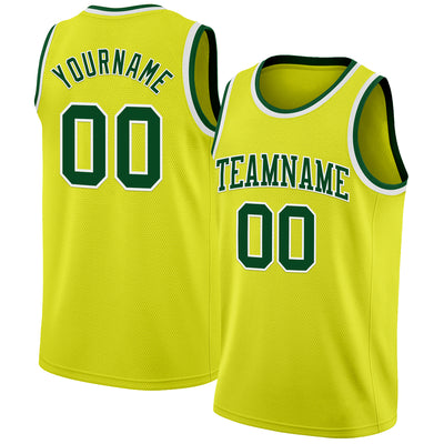 Custom Neon Yellow Green-White Authentic Basketball Jersey
