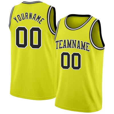 Custom Neon Yellow Black-White Authentic Basketball Jersey