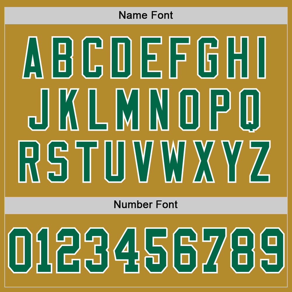 Custom Old Gold Kelly Green-White Mesh Authentic Throwback Football Jersey