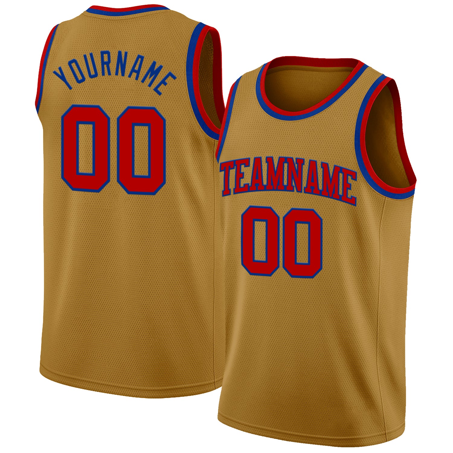 Custom Old Gold Red-Royal Authentic Basketball Jersey