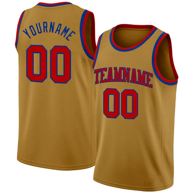 Custom Old Gold Red-Royal Authentic Basketball Jersey