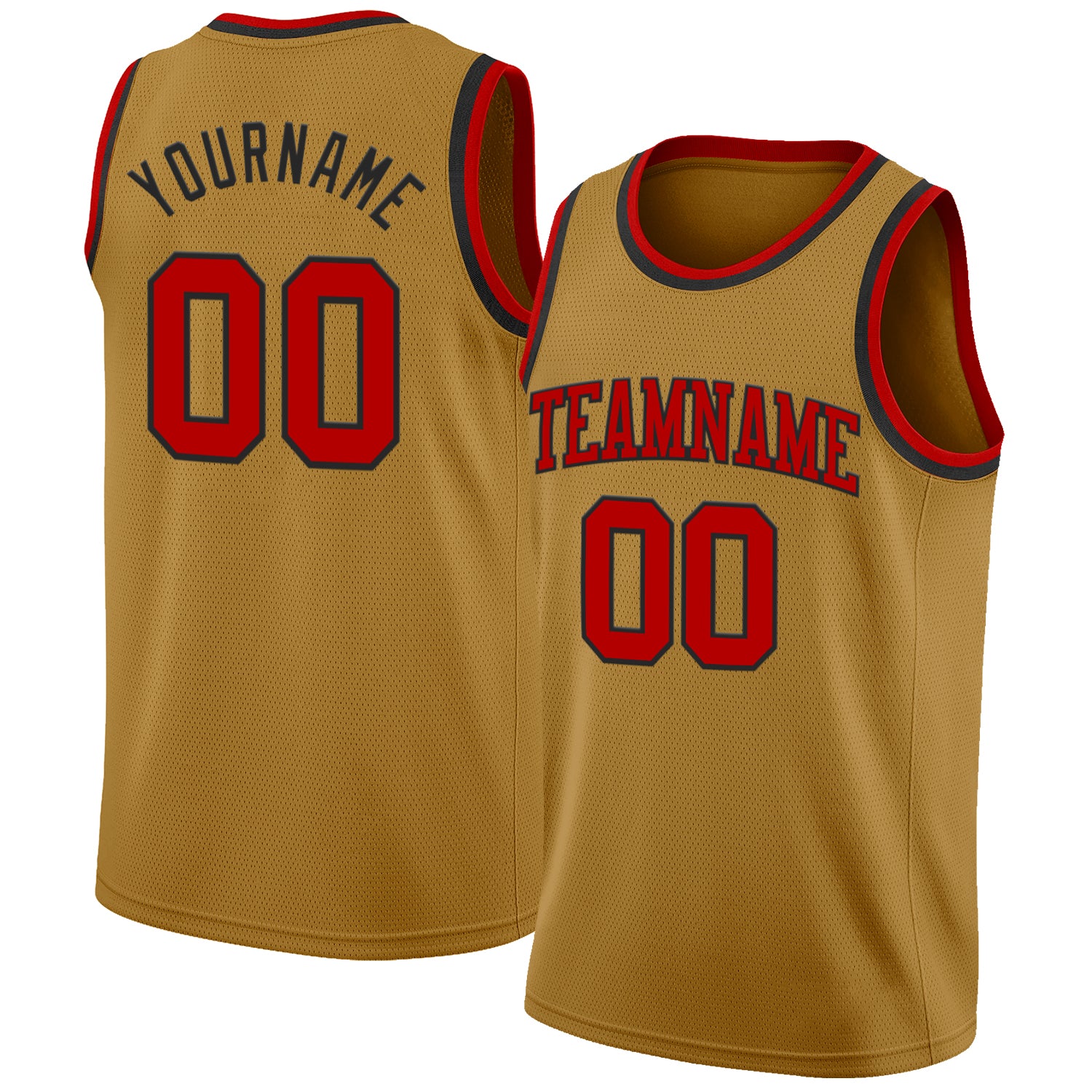 Custom Old Gold Red-Black Authentic Basketball Jersey