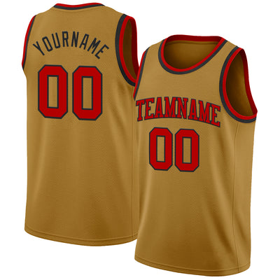 Custom Old Gold Red-Black Authentic Basketball Jersey