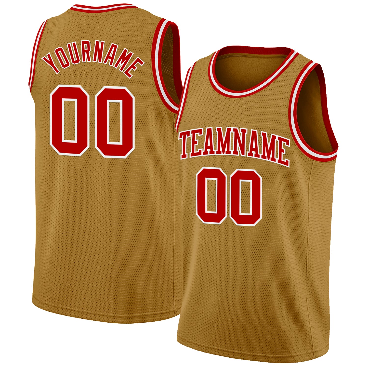 Custom Old Gold Red-White Authentic Basketball Jersey