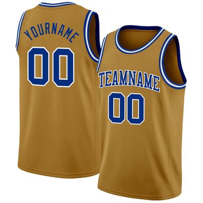 Custom Old Gold Royal-White Authentic Basketball Jersey