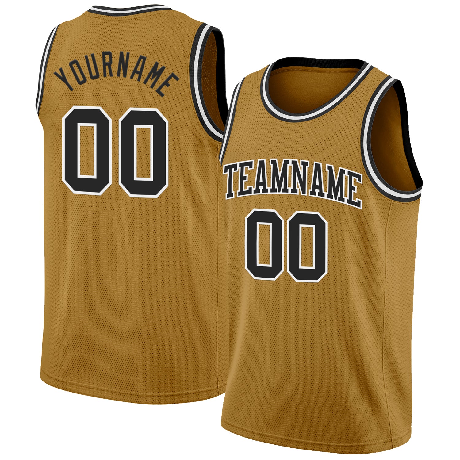 Custom Old Gold Black-White Authentic Basketball Jersey