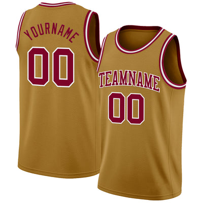 Custom Old Gold Maroon-White Authentic Basketball Jersey