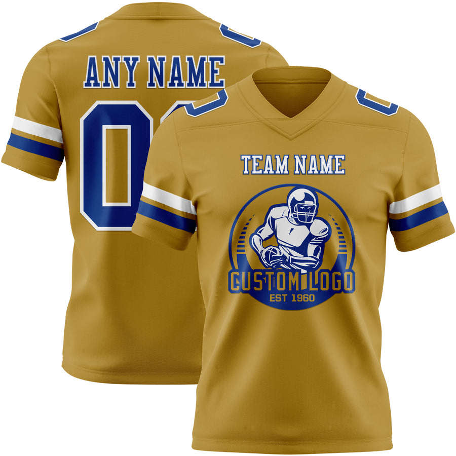 Custom Old Gold Royal-White Authentic Football Jersey