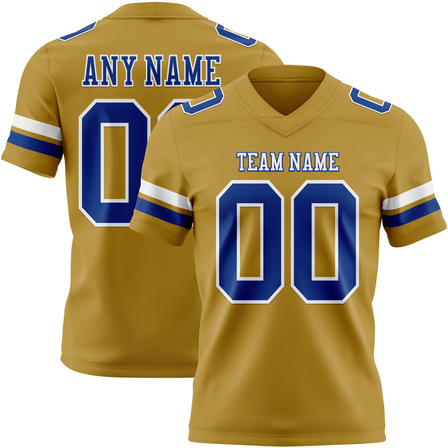 Custom Old Gold Royal-White Authentic Football Jersey