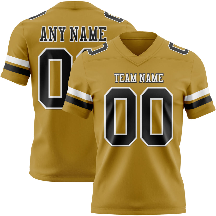 Custom Old Gold Black-White Authentic Football Jersey