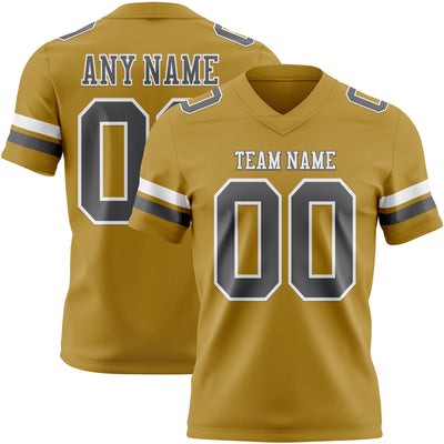 Custom Old Gold Steel Gray-White Authentic Football Jersey
